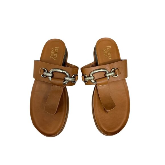 Franco Sarto Brielle Leather T Strap Women's Wedge Sandal Size 9 - Picture 3 of 10